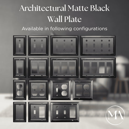 Architectural Combo Toggle / Duplex Light Switch Wall Plate - Black